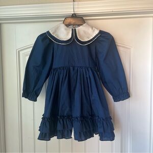 Martha’s Miniatures We’re Fussy Navy Victorian Bow Girls size 6 Dress Vintage